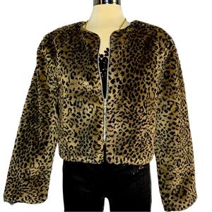 Pleasan Pheasant Gorgeous Leopard Brown and Black Fur Jacket Size M Wide
